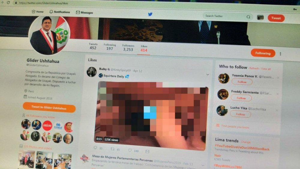 Dedo travieso: un legislador le dio like a un video porno desde su cuenta de Twitter institucional