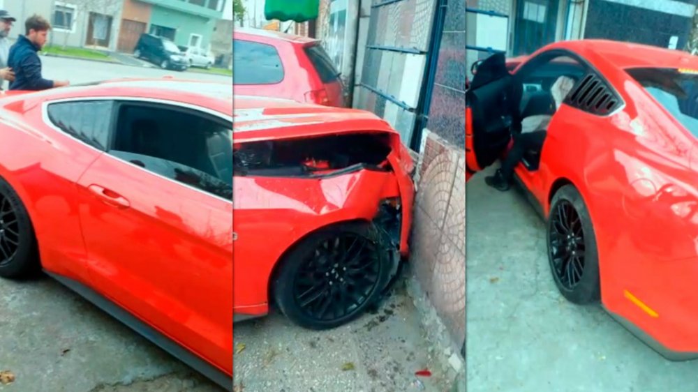 Dejó su Mustang de lujo en el mecánico y se lo estrellaron contra una pared