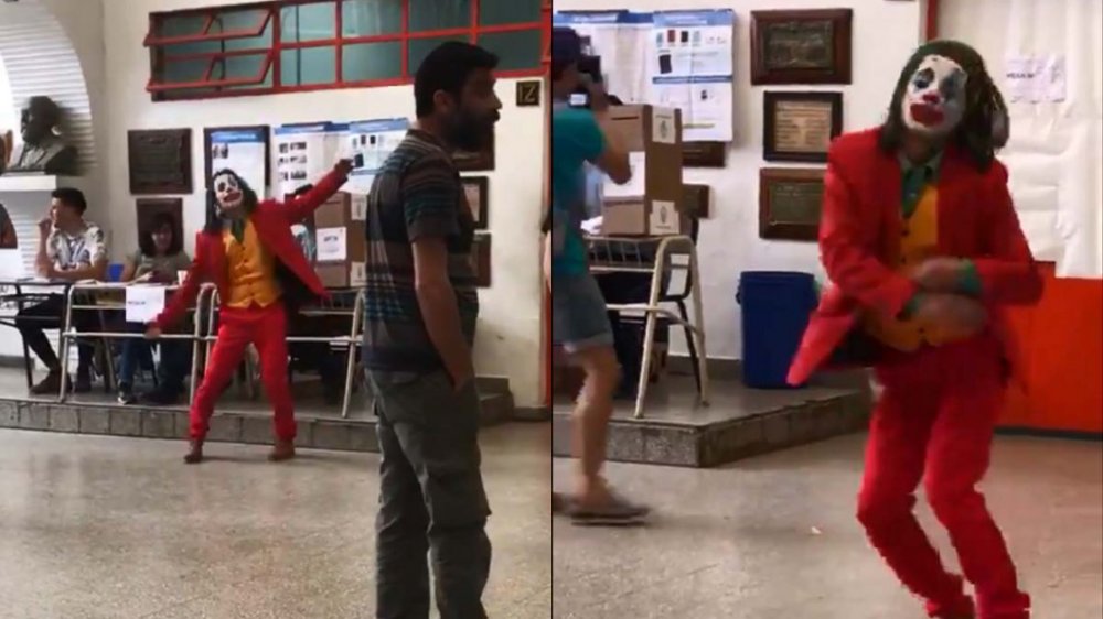 El Joker votó en Gerli: hizo su baile triufal a la salida del cuarto oscuro