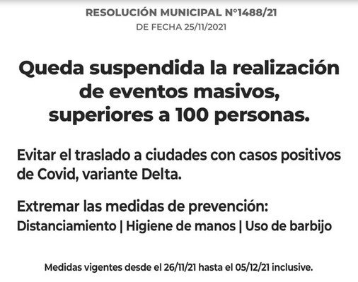 Prohíben eventos masivos en una ciudad de Corrientes por la Delta 
