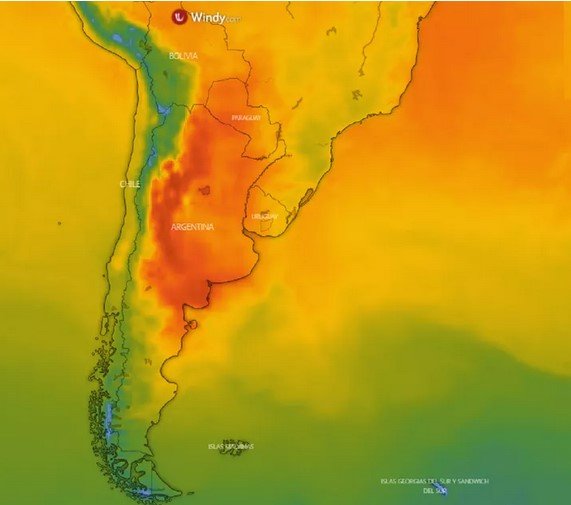 En vivo: mapa de la ola de calor en Argentina