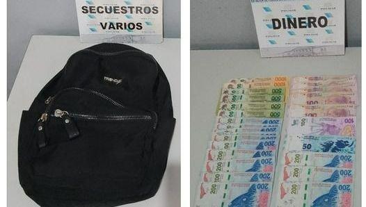 Un menor de 14 años fue aprehendido con una mochila y dinero sustraídos de una vivienda