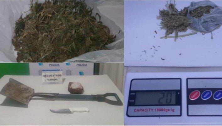 Cinco aprehendidos y secuestro de marihuana en la vía pública