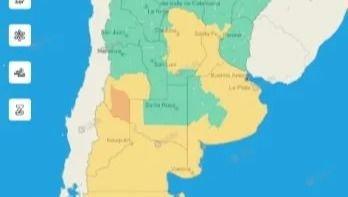 Gran parte de la Provincia está en alerta amarillo