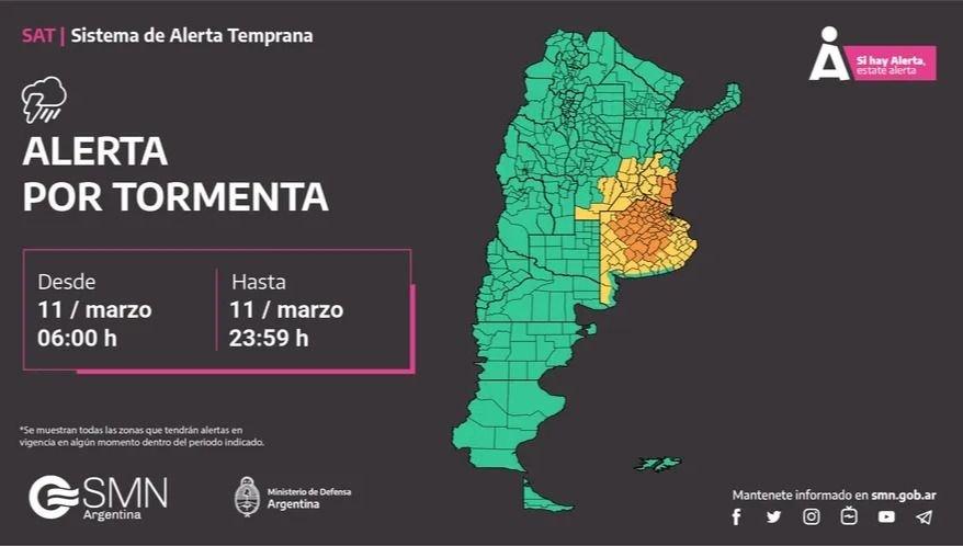 Lanzaron una alerta naranja por tormentas y granizo para Junín y la zona