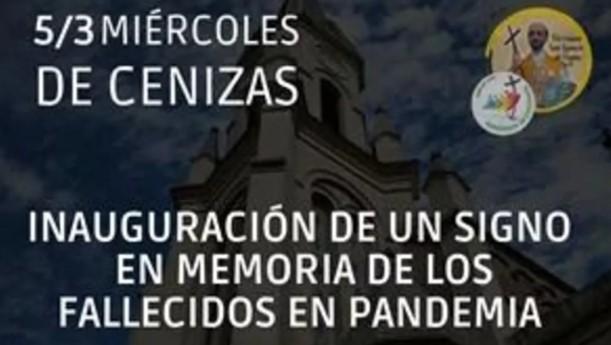 Inauguración de un signo en memoria de los fallecidos en pandemia